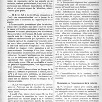 0353 - Page 354 - Partie scientifique. Revue des sociétés savantes. La percussion respiratoire comparative dans le diagnostic des affections pleuro-pulmonaires. — Renforcement de l’action de certains médicaments par l’adjonction de lipoïdes. — Les injections intra-veineuses de saccharose dans la tuberculose. — L’anesthésie générale par l’éther chez l’enfant. — La décortication pulmonaire dans les pleurésies traumatiques. — Histologie pathologique de l’encéphalite léthargique. — Réparation des pertes de substance tendineuse par la méthode des greffes « mortes ». — Mécanisme des rétentions vésicales d’origine prostatique. — Le forage de la prostate dans le traitement de l’hypertrophie prostatique. — Résection du sacrum pour ostéite chronique suite de blessure / A travers la presse. Le traitement des fractures ouvertes dans la pratique civile / Remarques sur l’enseignement de la chirurgie