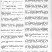 0360 - Page 361 - Partie professionnelle. Jurisprudence. La prescription d’un an pour les honoraires médicaux dans les accidents du travail