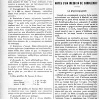 0405 - Page 406 - Partie scientifique. Notes de pratique quotidienne. Une analyse simplifiée du suc gastrique / Notes d’un médecin de complément. La grippe espagnole