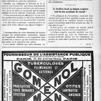 0426 - Page XIX-427 - Correspondance. La démobilisation des médecins de complément / Le durillon forcé, la fatigue exagérée sont-ils des accidents du travail ?