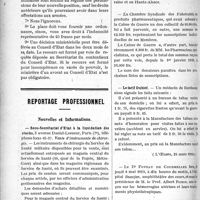 0463 - Page 464 - Partie médico-militaire. Intérêts médico-militaires. Solde. Indemnités. Rappels / Reportage professionnel. Nouvelles et Informations. Sous-Secrétariat d’Etat à la liquidation des stocks / Ecole de psychologie / Le tarif Dubief