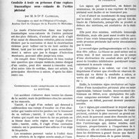 0479 - Page 480 - Partie scientifique. Chirurgie des voies urinaires. Conduite à tenir en présence d’une rupture traumatique sous-cutanée de l’urètre périnéal, par M. le Dr F. Cathelin