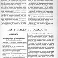 0504 - Page 505 - Partie professionnelle. Chronique de la mutualité. Démobilisés et Mutualité / Les filiales du concours. Sou médical. Extrait analytique des procès-verbaux du Conseil d’administration