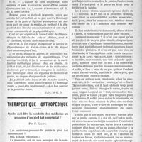 0526 - Page 527 - Partie scientifique. Physiothérapie. La mécanothérapie, par le Dr Kouindjy / Thérapeutique orthopédique. Quelle doit être la conduite des médecins en présence d’un pied bot congénital ?, par F. Calot