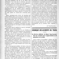 0539 - Page 540 - Partie professionnelle. La lutte antituberculeuse. La déclaration obligatoire de la tuberculose et la grande presse / Chronique des accidents du travail. Le rôle du médecin du blessé dans la procédure de révision pour augmentation ou diminution de la rente