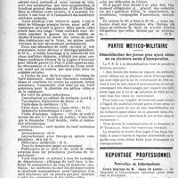 0551 - Page 552 - Partie professionnelle. Les honoraires médicaux. Tarifs. Paiement au comptant / Partie médico-militaire. Démobilisation des jeunes gens ayant obtenu un ou plusieurs sursis d’incorporation / Reportage professionnel. Nouvelles et Informations
