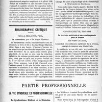 0585 - Page 586 - Partie scientifique. Épidémiologie. La grippe devant les Sociétés savantes / Bibliographie critique. La tuberculose, par le Dr Roger Hyvert, chez A. Maloine, Paris / L’enseignement de l’hydrologie et de la climatologie dans les facultés, par le Dr J. Sellier, chez A. Maloine, Paris / Le tourisme américain et ses enseignements pour la France, par Pierre Chabert, chez Hachette, Paris 1918 / Partie professionnelle. La vie syndicale et professionnelle. Le Syndicalisme Médical et la Médecine officielle. Une évolution significative