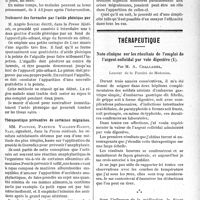 0632 - Page 633 - Partie scientifique. A travers la presse. Traitement des pleurésies purulentes grippales par le drainage antéro-latéral / Traitement des furoncles par l’acide phénique pur / Thérapeutique préventive de certaines migraines / Thérapeutique. Note clinique sur les résultats de l’emploi de l’argent colloïdal par voie digestive, par M. A. Challamel