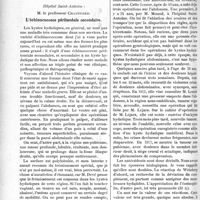 0715 - Page 716 - Partie scientifique. Clinique médicale, Hôpital Saint-Antoine : M. le professeur Chauffard. L’échinococcose péritonéale secondaire