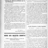 0725 - Page 726 - Partie scientifique. Notes de pratique quotidienne. Du traitement de la chorée / Substitution du trocart aux aiguilles pour le drainage des collections purulentes par les crins de Florence [Dr Minot] / Revue des sociétés savantes. L’éther, employé localement, au cours des interventions osseuses, (M. H. Mayet. — Société des chirurgiens de Paris) / Du caractère protéiforme de la tuberculose rénale, (M. Le Fur. —Société dits chirurgiens de Paris) / Viandes réfrigérées et viandes frigorifiées, (M. Martel. — Académie de médecine)