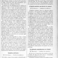 0726 - Page 727 - Partie scientifique. Revue des sociétés savantes. Viandes réfrigérées et viandes frigorifiées, (M. Martel. — Académie de médecine) / Gangrène phéniquée, (M. R. Le Clerc. — Académie de-médecine) / L’inégalité pupillaire par pleurite du sommet, (M. E. Sergent. — Académie de médecine) / La pommade prophylactique au calomel, (M. Meillère. — Académie de médecine)