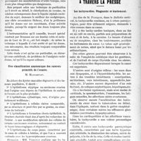 0728 - Page 729 - Partie scientifique. Revue des sociétés savantes. De la rachicocaïnisation en gynécologie et obstétrique opératoires, M. Paul Delmas / Une classification anatomique des cancers primitifs de l'ovaire, M. Massabuau / A travers la presse. Les tachycardies. Diagnostic et traitement