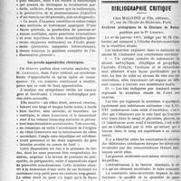 0777 - Page 778 - Partie scientifique. A travers la presse. Les pleurésies axillaires / Les pseudo-appendicites chroniques / Bibliographie critique. Archives urologiques de la Clinique de Necker publiées par le Pr Legueu. Chez Maloine et Fils, éditeurs