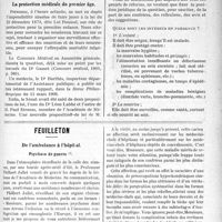 0780 - Page 781 - Partie professionnelle. Médecine sociale. La protection médicale du premier âge / Feuilleton. De l’ambulance à l’hôpital. Psychose de guerre