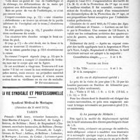 0788 - Page 789 - Partie professionnelle. Chronique des accidents du travail. Observation du médecin traitant d’un accidenté du travail sur le rapport d’un expert qui n’avait pas fait entrer en ligne de compte le préjudice causé par des cicatrices déformant le visage. Note médico-légale sur la défiguration, l’embauchage, le chômage. L’esthétique et le mariage / La vie syndicale et professionnelle. Syndicat Médical de Mortagne, (Réunion du 30 avril 1919)
