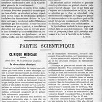 0810 - Page 811 - Propos du jour. Nécessité de l’unité de l’action du Syndicalisme médical La suggestion d’un de nos correspondants sur la création d’une Confédération générale du travail intellectuel [J. Noir] / Partie scientifique. Clinique médicale, Hôtel-Dieu : M. le professeur Gilbert. Le rhumatisme chronique