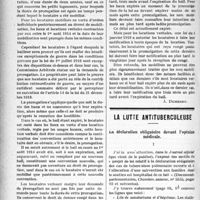 0829 - Page 830 - Partie professionnelle. Législation pratique. La loi sur les loyers / La lutte antituberculeuse. La déclaration obligatoire devant l’opinion médicale
