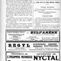 0843 - Page 844-XVIII - Correspondance. Pharmacien complice d’exercice illégal de la médecine / Le livre d’or du corps médical français. Citations. Décorations