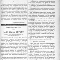 0878 - Page 879 - Partie professionnelle. La vie syndicale et professionnelle. Le syndicalisme médical / Nécrologie [Dr Charles Dupont]