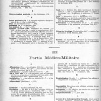 0885 - Page 886 - Table des matières. Année 1919. II, partie Professionnelle / III, partie Médico-Militaire