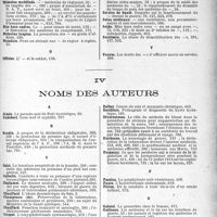 0886 - Page 887 - Table des matières. Année 1919. III, partie Médico-Militaire / IV, Noms des auteurs