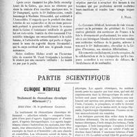 0903 - Page 906 - Propos du jour. A la Faculté de Médecine de Paris. L’Assemblée générale de la Caisse d’Assistance médicale de guerre [J. Noir] / Partie scientifique. Clinique médicale. Traitement du rhumatisme chronique déformant, Hôtel-Dieu : M. le professeur Gilbert