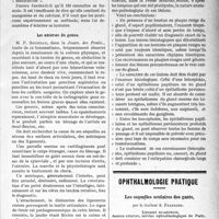 0916 - Page 919 - Partie scientifique. A travers la presse. Essai de chimiothérapie antituberculeuse / Les entorses du genou / Les épithéliomes du gland. — Diagnostic et pronostic [Presse Médicale] / Ophthalmologie pratique. Les séquelles oculaires des gazés, par le Docteur S. Fradkind