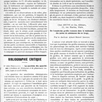 0922 - Page 925 - Partie scientifique. Thérapeutique appliquée. La salicairine dans les diarrhées / Bibliographie critique. La question des anesthésies, Dr Jules Regnault / De l’emploi des greffes osseuses dans le traitement des pertes de substances des os longs, par le Docteur Albert-Marcel Imbert, chez Jouve et Cie, éditeurs, Paris.