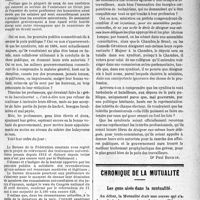 0932 - Page 935 - Partie professionnelle. La vie syndicale et professionnelle. La grève contre les grévistes. La prophylaxie des grèves par le Syndicat / Chronique de la mutualité. Les gens aisés dans la mutualité