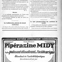 0954 - Page V-957 - Correspondance. La méthode auscultatoire de Tixier. — L’Ouabaine / La Confédération générale du travail intellectuel [Fiquer] / Le tarif pharmaceutique des accidents du travail