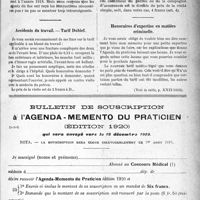 0956 - Page VII-959 - Correspondance. Impôt sur les bénéfices de la profession médicale / Accidents du travail. — Tarif Dubief / Honoraires d’expertise en matière criminelle