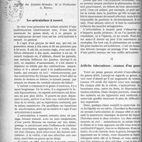 1017 - Page 1020 - Partie scientifique. Clinique chirurgicale, Hôpital des Enfants-Malades : M. le Professeur A. Broca. I, Les articulations à ressort / II, Arthrite tuberculeuse : examen d’un genou