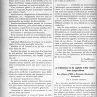 1037 - Page 1040 - Partie professionnelle. Médecine sociale. La répression des avortements criminels / La prophylaxie de la syphilis et les consultations hospitalières. Les critiques d’Alfred Fournier. Documents personnels, par le Docteur Leredde