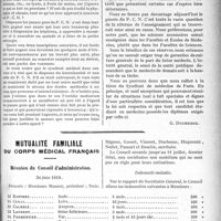 1090 - Page 1093 - Partie professionnelle. Intérêts médico-militaires. les études médicales des étudiants mobilisés / Mutualité familiale du corps médical français. Réunion du Conseil d’administration, 24 juin 1919