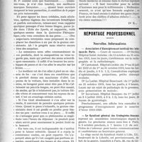 1141 - Page 1144 - Partie professionnelle. Automobilisme. L’auto médicale. Perfectionnements et nouveautés / Reportage professionnel. Nouvelles. Informations. Association d’enseignement médical des hôpitaux de Paris / Le syndicat général des Urologiste français