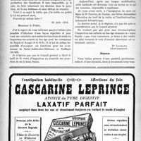 1145 - Page 1148-XX - Correspondance. Les honoraires ridicules pour la protection du premier âge