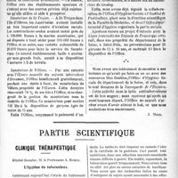 1160 - Page 1163 - Propos du jour. La préservation de l’enfance à l’Office d’Hygiène Sociale du Département de la Seine [J. Noir] / Partie scientifique. Clinique thérapeutique, Hôpital Beaujon : M. le Professeur A. Robin / L’hygiène du tuberculeux