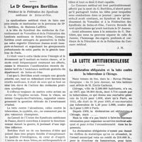 1176 - Page 1179 - Partie professionnelle. Nécrologie [Dr Georges Bertillon] / La lutte antituberculeuse. La déclaration obligatoire et la lutte contre la tuberculose à Chicago