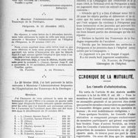 1187 - Page 1190 - Partie professionnelle. Jurisprudence. Déraillement de tramway : les victimes sont transportées à l’hôpital. — L’administrateur fait appeler le chirurgien de l’hôpital. — Procès. — Responsabilité de la Compagnie des tramways qui est condamnée à payer les journées d’hospitalisation et les honoraires du chirurgien / Chronique de la mutualité. Les conseils d'administration