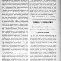 1212 - Page 1215 - Partie scientifique. Clinique médicale, Hôpital des Enfants Malades : M. le professeur Hutinel. Les pleurésies purulentes infantiles / Clinique chirurgicale, (Leçon de M. J. P. Tourneux). L’ectopie du testicule