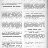 1218 - Page 1221 - Partie scientifique. Revue des sociétés savantes. Le traitement chirurgical de l’appendicite aiguë, (M. Jalaguier. —- Académie de médecine) / Les relations médicales franco-américaines, (M. Tuffier. — Académie de médecine) / Anesthésies générales par voie arachnoïdenne, (M. Le Filliatre. — Académie de médecine) / L’auscultation focale, (M. Peyret. — Académie de médecine) / Bronchectasie guérie par le pneumothorax artificiel, (M. Rist. — Société médicale des hôpitaux) / L’encéphalite léthargique à Angers, (MM. Papin, Denéchau et C. Blanc. — Société médicale des hôpitaux), (M. P. Emile-Weil. — Société médicale des hôpitaux)