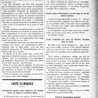 1222 - Page 1225 - Partie scientifique. A travers la presse. L’hydrothérapie en pratique médicale / Faits cliniques. Conjonctivite oculaire après tentatives de strangulation. Sa valeur en médecine légale / Taches rosées lenticulaires à la face dans un cas de fièvre typhoïde / Kyste hydatique pris pour un fibrome, Rupture dans la vessie / Purpura hemorragica primitif