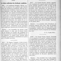 1234 - Page 1237 - Partie professionnelle. La vie syndicale et professionnelle. Un plan d’organisation syndicale. Syndicat des médecins de Carmaux / Questions et réponses parlementaires. Les études médicales des étudiants mobilisés