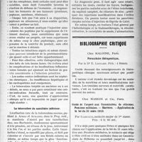 1268 - Page 1271 - Partie scientifique. A travers la presse. Protéosérothérapie de la grippe [(Jour. de méd. et de chic. prat)] / La tuberculose du maxillaire inférieur [Prog. méd] / Bibliographie critique. Formulaire thérapeutique, par le Dr E. Liotard, chez Maloine, Paris / Guide de l’expert aux Commissions de réformes. Pensions militaires, — Barèmes. — Application de la loi du 31 mars 1919, par Garnaud, chez Masson et Cie, Paris