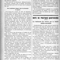 1357 - Page 1360 - Partie scientifique. A travers la presse. L’hygroma à tendance fibro-formative / Note de pratique quotidienne. Le traitement des verrues par la lumière solaire concentrée