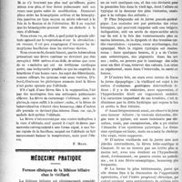 1411 - Page 1414 - Partie scientifique. Climatologie. Le climat d’altitude, (Suite). III, Indications et contre-indications de la cure d’altitude dans la tuberculose pulmonaire / Médecine pratique. Formes cliniques de la lithiase biliaire chez le vieillard [Archimbaud]