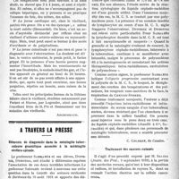 1412 - Page 1415 - Partie scientifique. Médecine pratique. Formes cliniques de la lithiase biliaire chez le vieillard [Archimbaud] / A travers la presse. Eléments de diagnostic dans la méningite tuberculeuse granulique associée à la méningite cérébro-spinale [Gazette des sciences médicales de Bordeaux] / Traitement des cancers cutanés