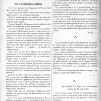 1416 - Page 1419 - Partie professionnelle. La vie syndicale et professionnelle. Sur le Syndicalisme médical