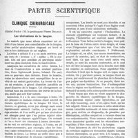 1448 - Page 1451 - Propos du jour. Les médecins désertent les campagnes ! / Partie scientifique. Clinique chirurgicale, Hôpital Neçker : M. le professeur Pierre Delbet. Les ulcérations de la langue