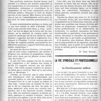 1465 - Page 1468 - Partie professionnelle. Hygiène sociale. La collaboration des Syndicats médicaux avec les pouvoirs publics / La vie syndicale et professionnelle. Le Fonctionnarisme médical